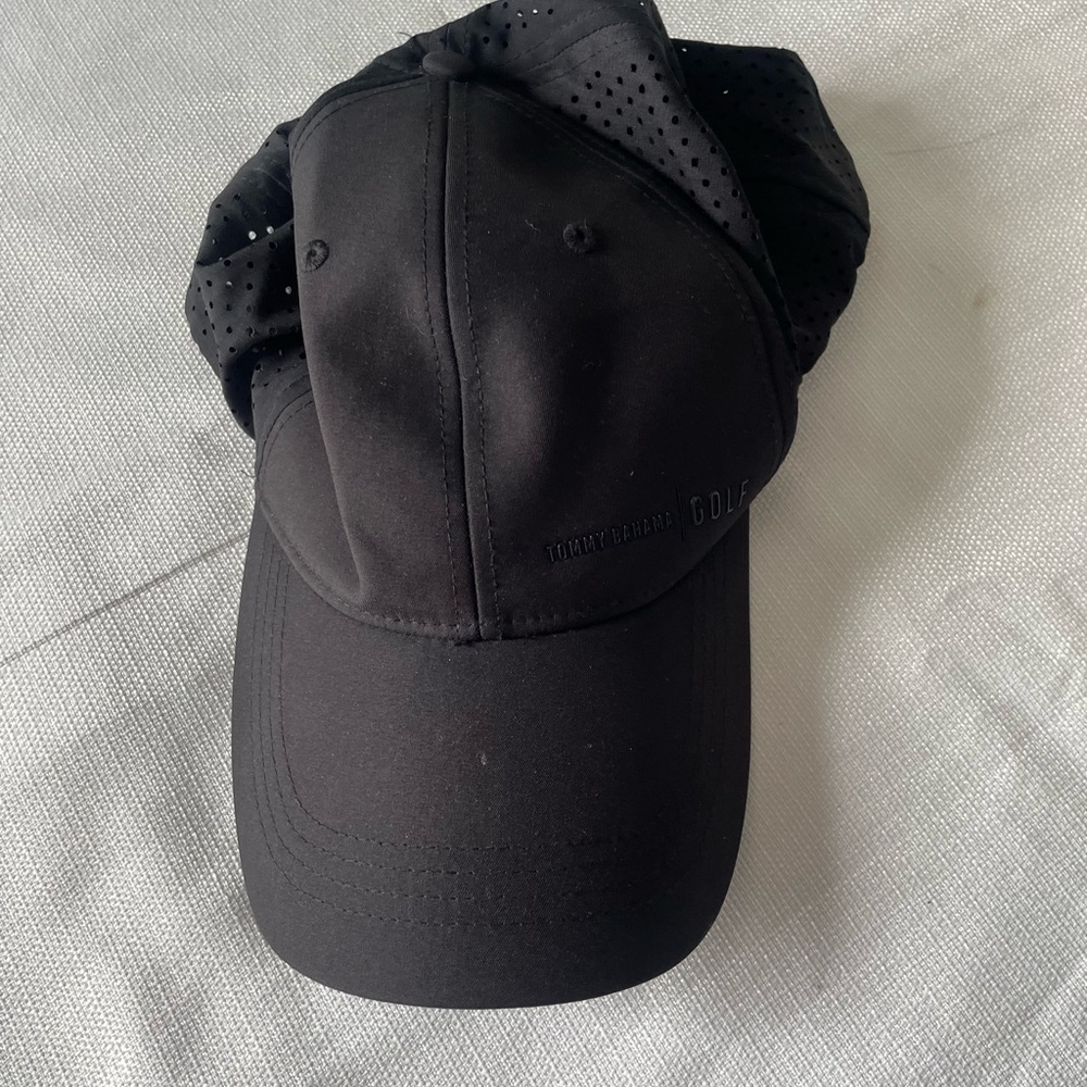 Tommy Bahama Black Golf Cap, adjustable strap, mesh back